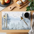 thumbnail image 2 of Ombre Forest Grey Placemats Set of 8 Mountain Watercolor Branches Place Mats Indoor Wipeable Table Mats Washable Cloth Dining Table Placemats for Kitchen Holiday Party Home Decor 13x19 Inch, 2 of 9