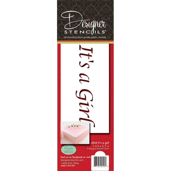 Designer Stencils It's a Girl Cake Stencil, Beige/semi-transparent