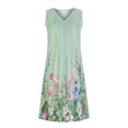 thumbnail image 4 of Women's Floral Print Holiday Dress Sleeveless Dress Casual V Neck Button Pockets Long Beach Dresses Midi Dress, 4 of 6