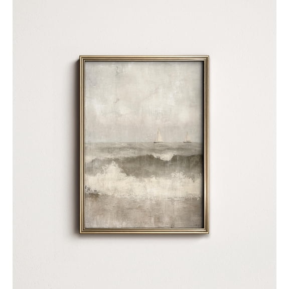 Coastal Ocean Waves Wall Art: Beach House Sailboat 9-72 UNFRAMED Poster, Wall Art for Decor, Present, 8x12