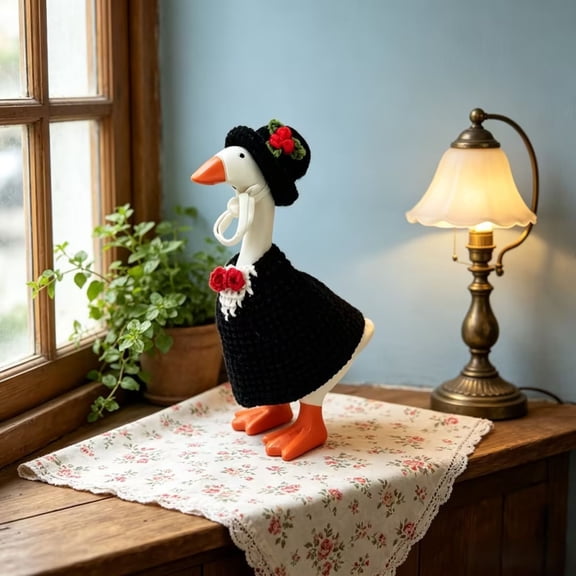 Fzsteel Clearance British Gentleman 7 Inch Goose Outfit Porch Goose Costume Formal Wear Dress Up Clothing for Garden Yard Outdoor Decoration, Excluding Goose