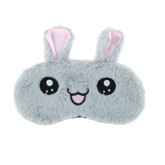 Unique Bargains 1 Pc Portable Cartoon Rabbit Eye Mask for Home Gray Fleece