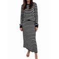 thumbnail image 1 of Conjuntos de 2 Piezas de Falda para Mujer, Moda de Otoño, Suéter A Rayas, Vestido Midi de Punto, Ropa de Salón, Viajes, Ropa de Invierno. y Negro XL, 1 of 10