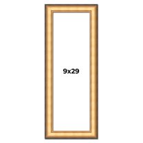 9x29 Frame Gold Plein Aire Solid Wood Picture Frame Width 2 Inches | Interior Frame Depth 0.5