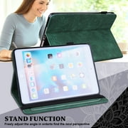 Cover Case for Kindle Fire HD 8 Tablet (8 Display, 8th/7th/6th/5th Generation, 2018/2017/2016/2015) - Auto Sleep Wake Case Fold Stand Wallet Cover PU Leather Slim Lightweight Shell (Green Flower)