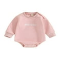 thumbnail image 1 of Baby Fall Romper Long Sleeve Snap Shoulder Letter Embroidery Bodysuit, 1 of 9