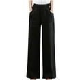 thumbnail image 2 of ClodeEU Women's Linen Blend Drawstring Wide Leg Pants ,Straight Fit Casual Trousers with Pockets Black,Womens Plus L, 2 of 7
