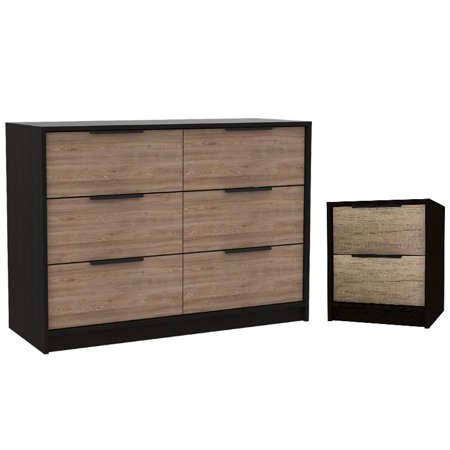 Home Square 2-Piece Set with 4 Drawer Dresser and 2 Drawer Night Stand