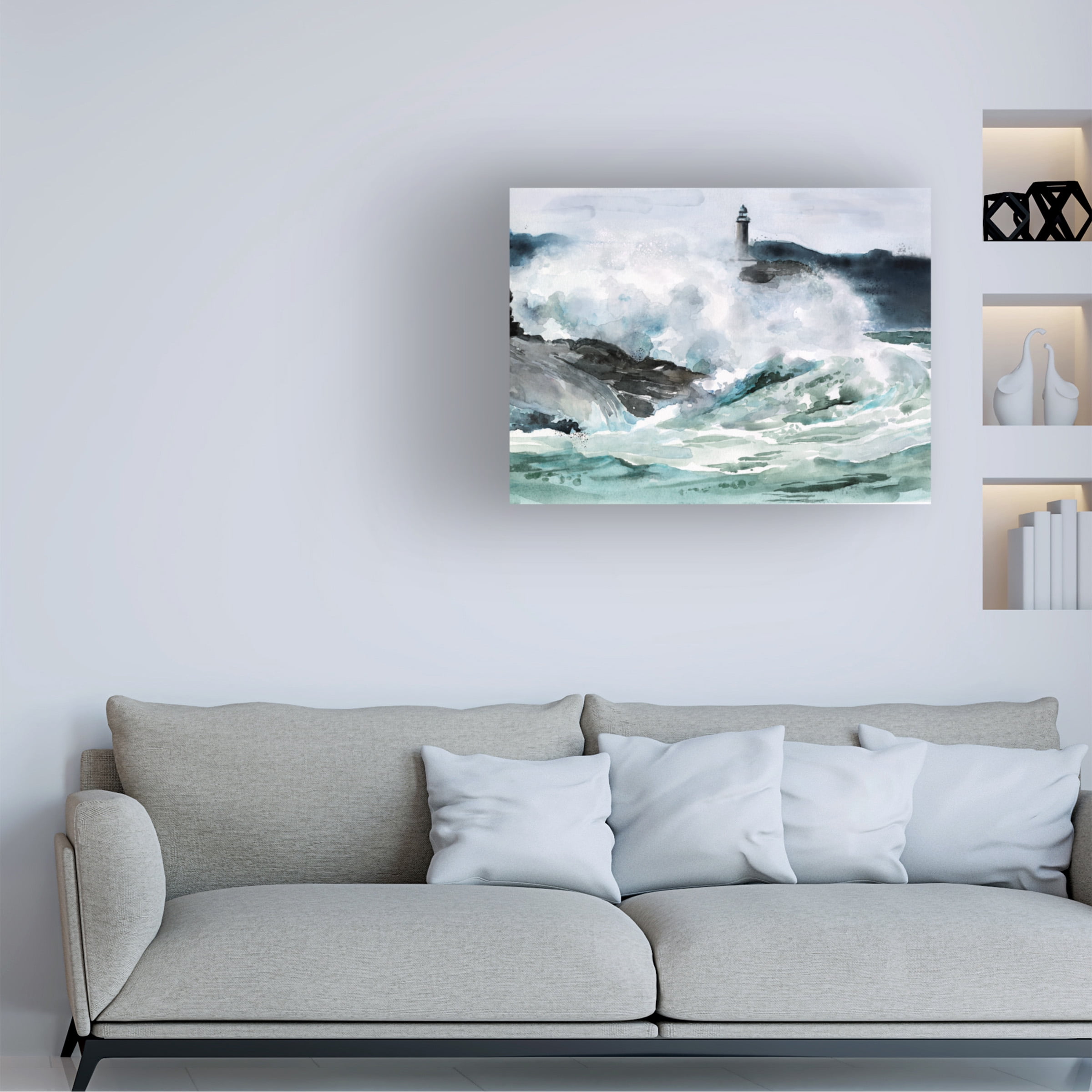 Jennifer Paxton Parker 'Lighthouse Waves II' Canvas Art