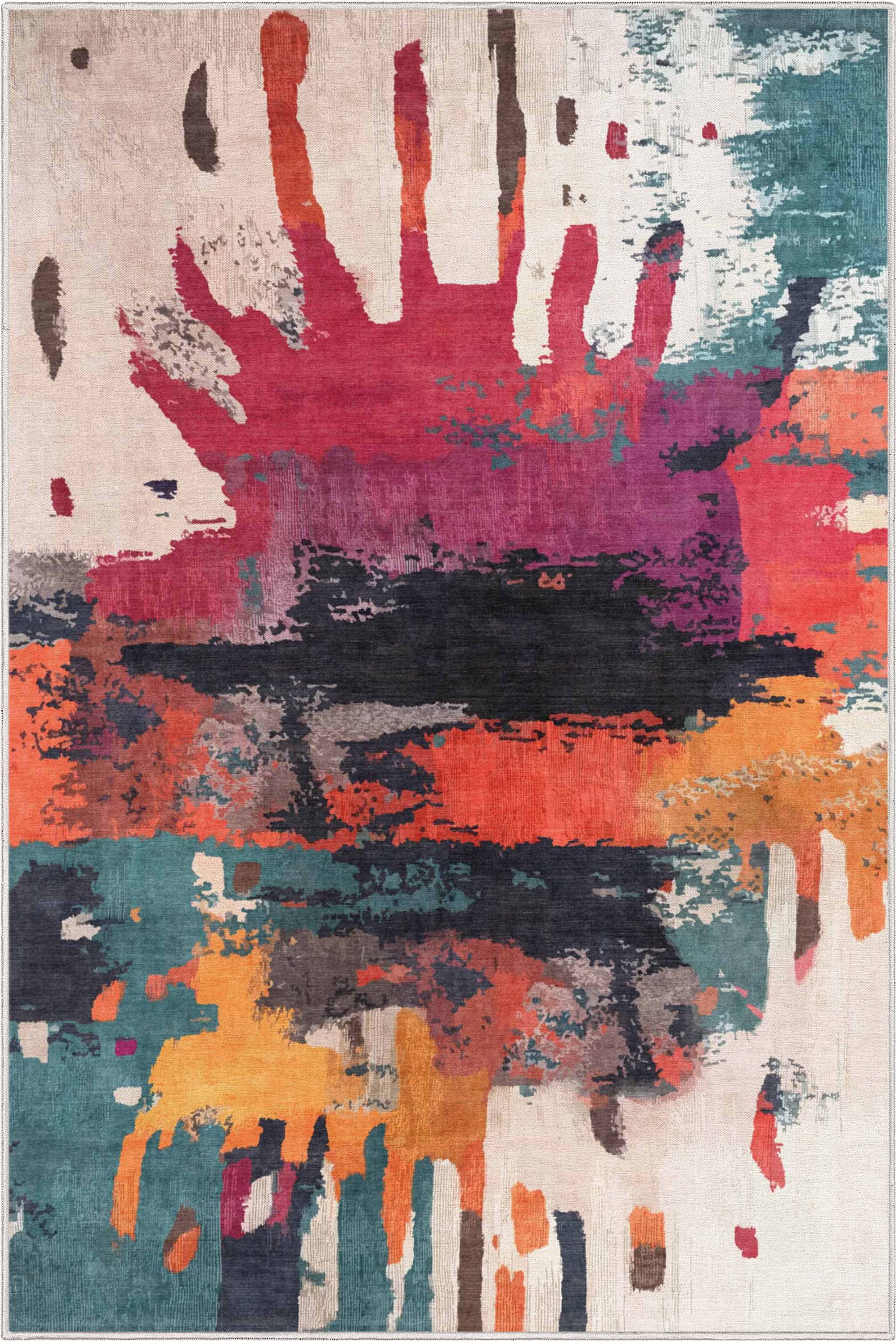 Well Woven Chromatic Splash 3'3" x 5' Rug – Vibrant Multicolor, Stain-Resistant & Easy to Clean