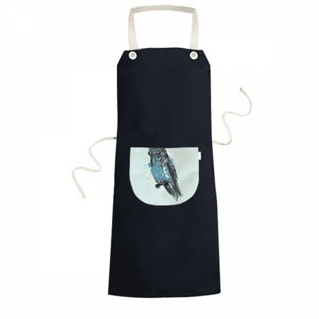 

Black Blue Parrot Bird Apron Bib Sarong Cooking Baking Kitchen Pocket Pinafore