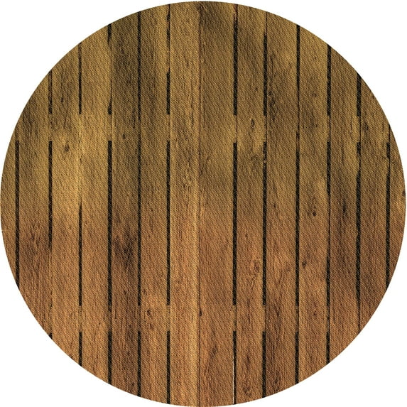 Ahgly Company Machine Washable Indoor Round Transitional Saddle Brown Area Rugs, 5' Round