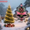 thumbnail image 3 of Stylish Metal Hanging Christmas Tree Wind Spinner - Features Red Flowers Pink Ribbon Heart Top Perfect for Garden Decor, 3 of 6