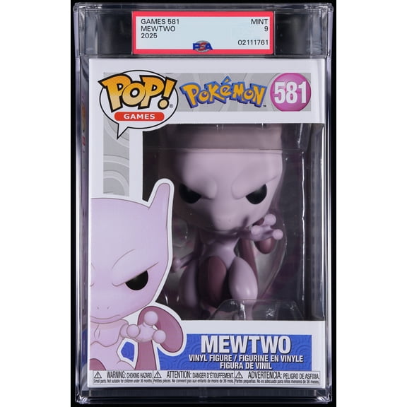 Bundle with PSA 9 MINT Graded Mewtwo #581 Pokemon Collectible Vinyl Figure - Fully Encapsulated with Compatible Funko Pop! PSA Hard Protector Case