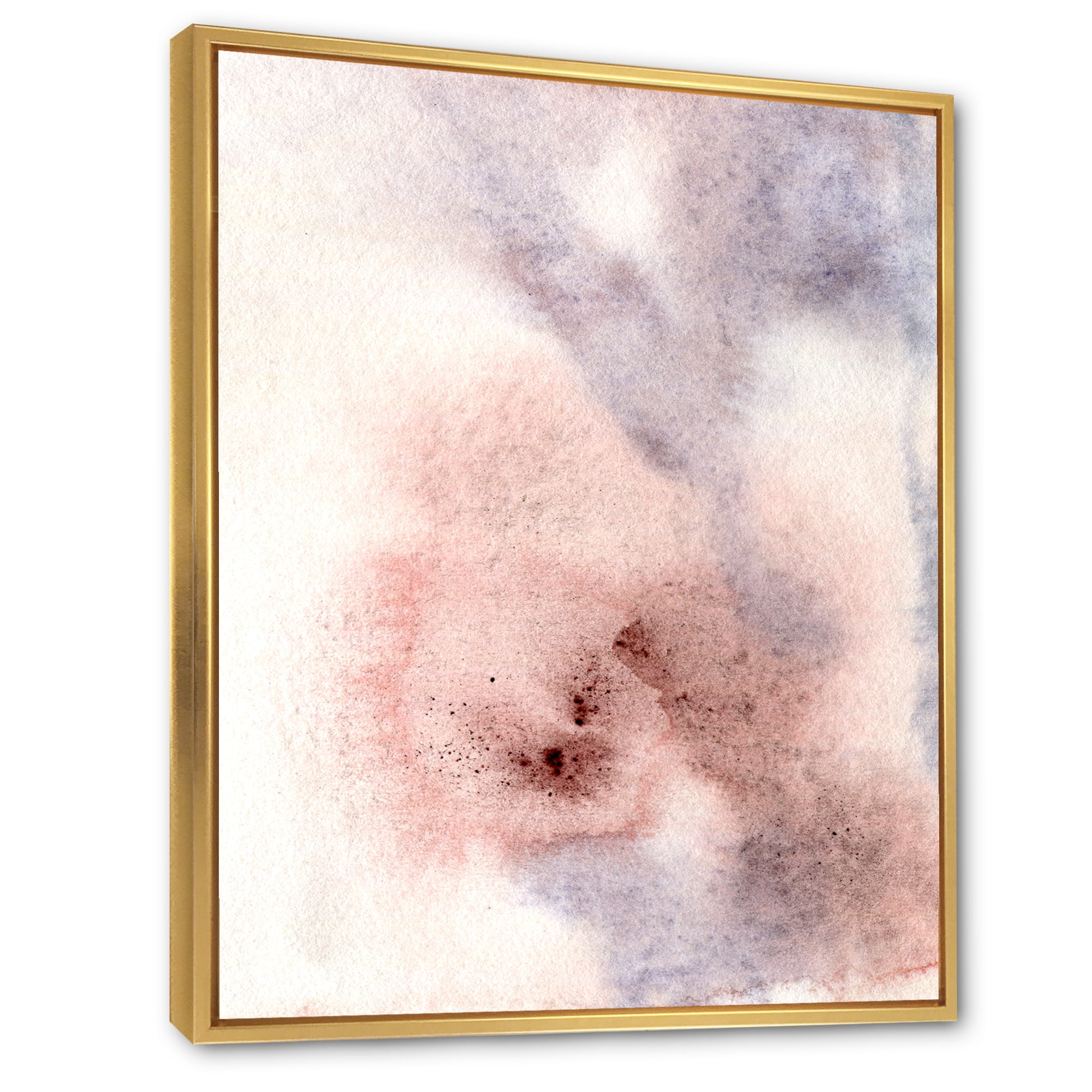 Designart 'Pastel Abstract With Pink Blue Beige and Red Spots' Modern Framed Canvas Wall Art Print