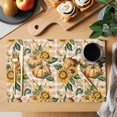 thumbnail image 2 of Autumn Plant Placemats Set of 4, Vintage Pumpkin Sunflower Yellow White Plaid Non-Slip Place Mats Washable Table Mats for Kitchen Dining Table Decorations Indoor/Outdoor, 2 of 9