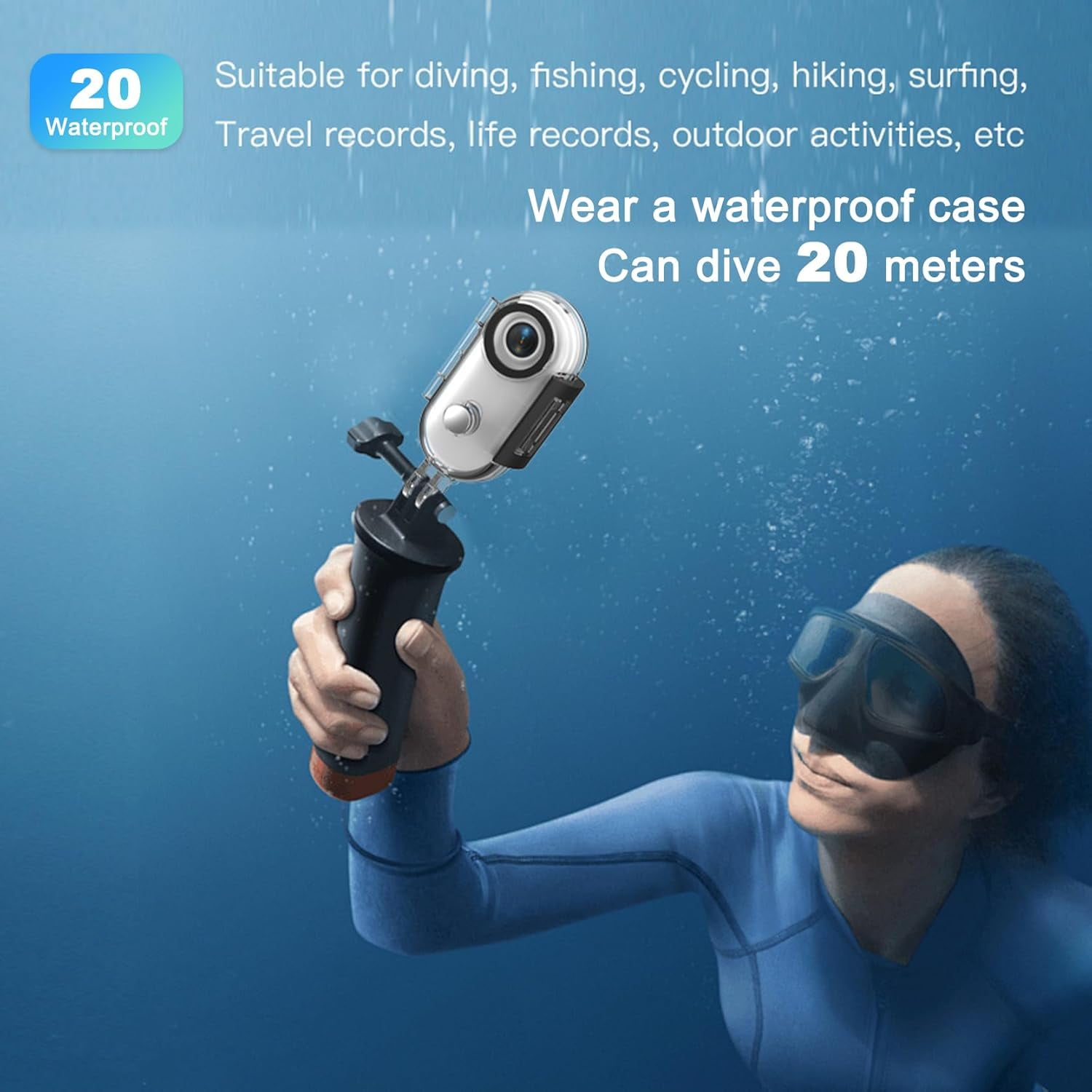 4K Mini WIFI Action Camera 128GB Police Cam Portable Body Cam Wearable Video Recorder with IPX7 Waterproof Underwater Camcorder, Helmet Mount, Magnetic Sport DV for Bike Cycling, Pet, Vlogging(White)