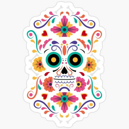 Day Of The Dead Floral Sticker Phone Decal Water Bottle Stickers Car Decals, Laptop Sticker