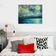 thumbnail image 5 of ONETECH Blue Plum Blossom Flower Canvas Wall Art Tree Moon Pictures Wall Decor Full Moon on Lake Abstract  Modern Landscape Artwork Starry Night Teal Print for Living Room Kitchen Decoration, 5 of 6