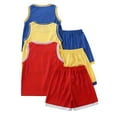 thumbnail image 3 of Fdqin Boys Athletic Shorts Set 6 Pieces Basketball Jersey Outfits for Kids Sleeveless Tank Top and Shorts Summer Activewear Red Yellow Blue 7-8Years, 3 of 7