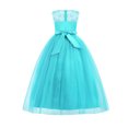 thumbnail image 2 of IDOPIP Little Big Girls Tulle Retro Vintage Dresses Flower Lace Pageant Party Wedding Floor Length Dance Evening Gown 9-10 Years Green, 2 of 7