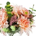thumbnail image 2 of Enova Home Artificial Mixed Silk Dahlia Flowers and Eucalyptus Grasses Arrangement in Clear Glass Vase with Faux Water (Pink), 2 of 3