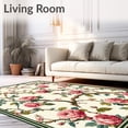 thumbnail image 2 of ODIKA 6'x9' Machine Washable Non-Slip Area Rug, Foam with Elegant Rose Blossom High Traffic Rug, Beige, 68321, 2 of 7