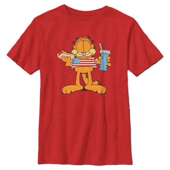 Boys Garfield American Hot Dog Love Cat T Shirt