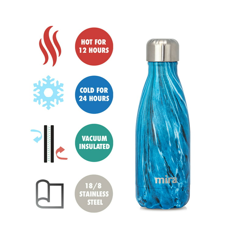 MIRA 12 oz Double Wall Vacuum Insulated Stainless Steel Water Bottle with  Screw Cap, Pearl Blue