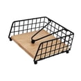 thumbnail image 2 of Organizador de servilletas con base de madera, soporte para servilletas de mesa, ideal para restaurantes y casas de campo. Negro, 2 of 9