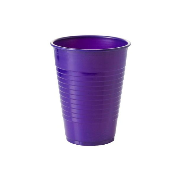 Purple Plastic Cups, Bulk Party Pack, Heavy Duty Disposable Plastic Cups, 12 Oz 50 Count