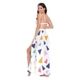 thumbnail image 3 of FORMRS Womens Long Sarong Beach Wrap Semi-Sheer Bikini Skirt Bathing Swimsuit Cover Up, White Minimalist Triangles, 3 of 7