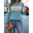 thumbnail image 4 of Blusas de Larga con Bloques de Color para Mujer, Conjuntos de Otoño, Suéteres de Invierno y Moda de Principios de Otoño. Azul L, 4 of 9