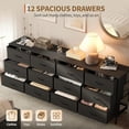 thumbnail image 2 of 12 Drawer Dresser for Bedroom, Dresser TV Stand for 65, 75, 80 Inch TV, Wide Chest of Drawers, Fabric Dressers Dresser for Living Room black / white, 2 of 7