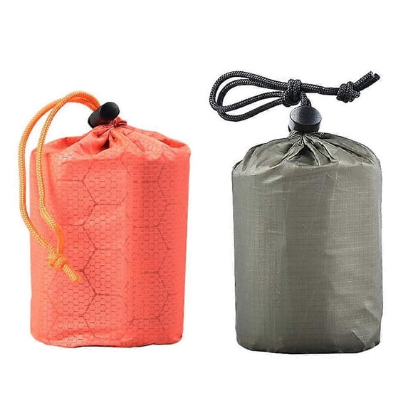 Heat-reflective Nylon Plaid Storage Bag 13*6cm Outdoor Portable Folding Sleeping Bag Clothing Compression Drawstring Storage Bag