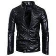 thumbnail image 1 of Babysbule Mens Winter Coats Clearance Men's Leather Plus Fleece Jacket, Motorcycle Jacket, Warm Leather Jacket, 1 of 8