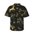 thumbnail image 3 of Goofa Christmas Gold Deers1 Hawaiian Shirt for Men, Unisex Summer Beach Casual Short Sleeve Button Down Shirts,Aloha Tropical Floral print shirt-Small, 3 of 9