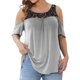 thumbnail image 2 of Tops Para Mujer Elegante Blusa Informal Tallas Grandes Moda Manga Corta Jersey de Encaje Estampado Erógeno Odeerbi ODB162907, 2 of 5