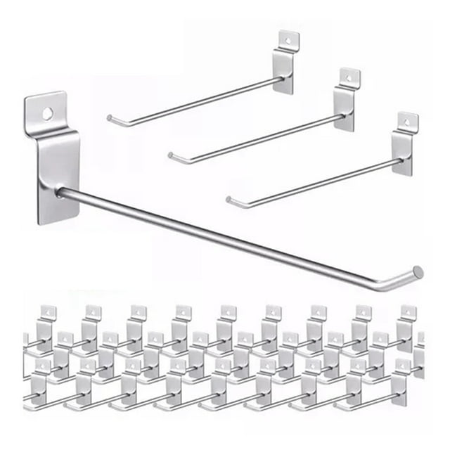 50 Pack Slat Wall Hooks 8 Inch 4mm Diameter Panel Display Hooks Heavy Duty Slat Wall Accessory for Garage Store Retail Display