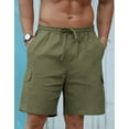 thumbnail image 2 of Iceglad Mens Cargo Shorts Cotton Linen Shorts Elastic Waist Relaxed Casual Summer Beach Shorts with Multi Pockets Army Green XL, 2 of 10
