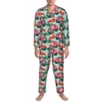 thumbnail image 3 of Honeii Palm Leaves Flamingo Pattern Mens Pajamas Set,2pcs Men's Lounge Long Sleeve Sleep Shirt and Pajama Bottoms Sleepwear Set,Mens Pjs Sets-Large, 3 of 7