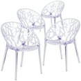 thumbnail image 2 of BizChair 4 Pack Transparent Oval Shaped Stacking Side Chair with Artistic Pattern Design, 2 of 14