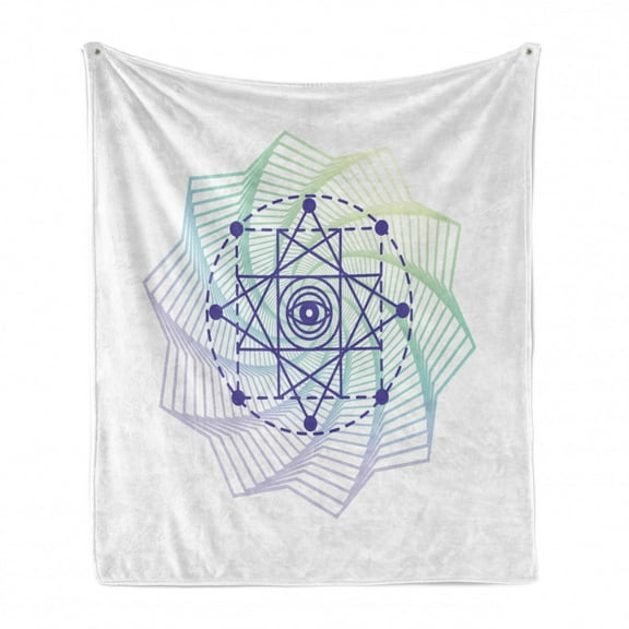 Mandala Soft Flannel Fleece Throw Blanket, Geometry Alchemy with Edged Flower Mandala Gradient Shape, Cozy Plush for Indoor and Outdoor Use, 50" x 70", Multicolor, by Ambesonne