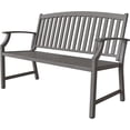 thumbnail image 7 of GRANDPATIO Garden Bench, Outdoor Benches with Back, Painted with Wood Grain, Anti-Rust Aluminum Steel Metal Frame, Bench for Front Porch Backyard Park Outside Furniture Decor, Weathered Gray, 7 of 7