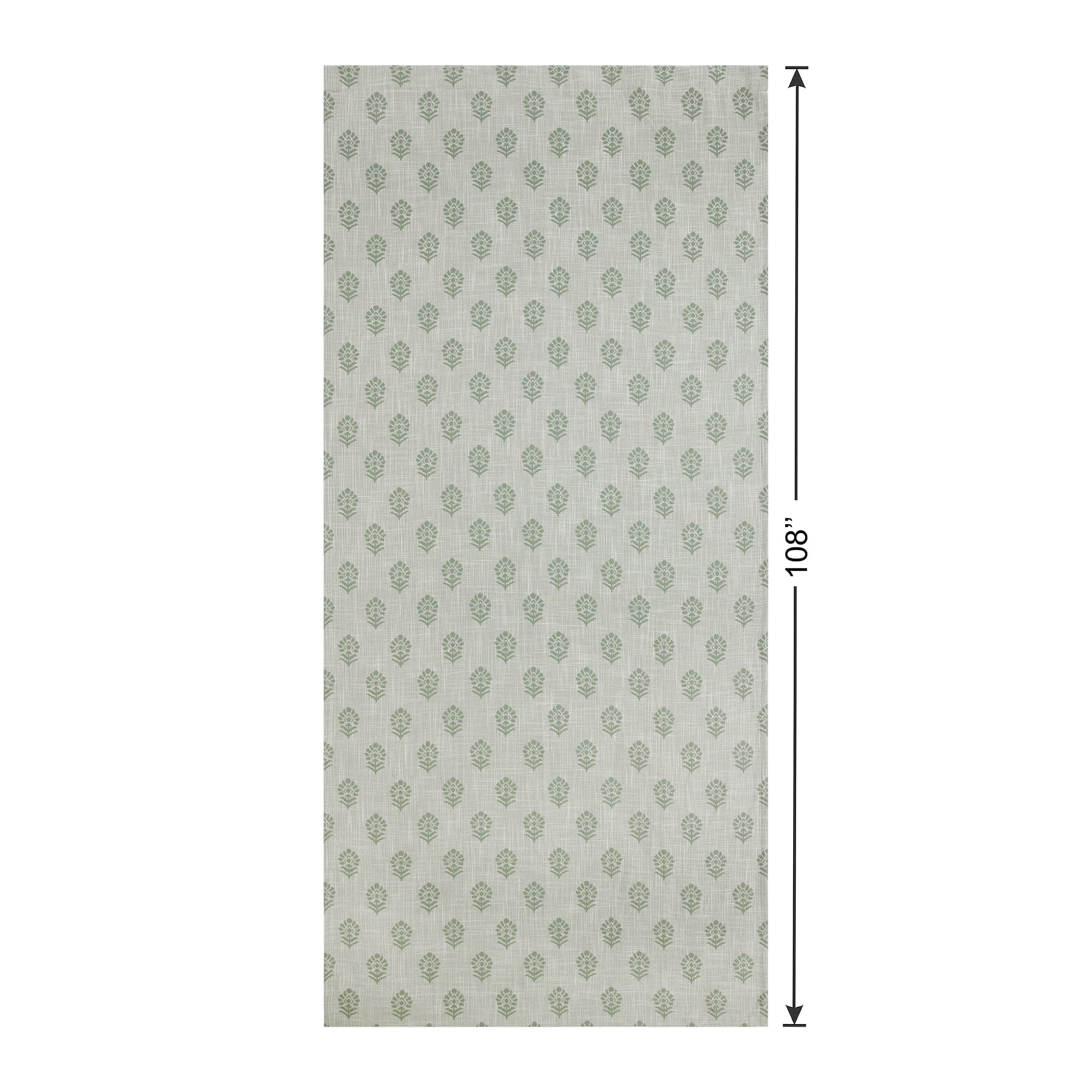 Better Homes & Gardens Floral Block Print Blackout Single Curtain Panel, Green, 50 in x 108 in