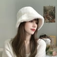 thumbnail image 5 of Winter Faux Fur Furry Bucket Hat Fluffy Fuzzy Warm Hat Plush Fisherman Hat for Women Teens Girls, 5 of 6