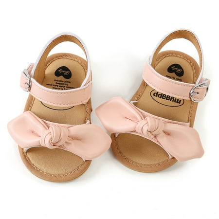 

Esho Toddler Girls Sandals 0-18M Newborn Baby PU Leather Bowknot Beach Shoes Prewalker Flat Shoes