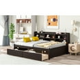 thumbnail image 6 of Espresso Full Bed with Side Bookcase, Drawers for Storage, 6 of 10