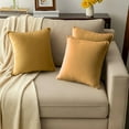 thumbnail image 3 of A1HC Set of 2 Luxurious Soft Velvet Throw Pillow Covers Only, 20"x20", Mustard Yellow, Decorative Cushion Covers with Hidden YKK Zipper for Sofa or Bed, 3 of 7