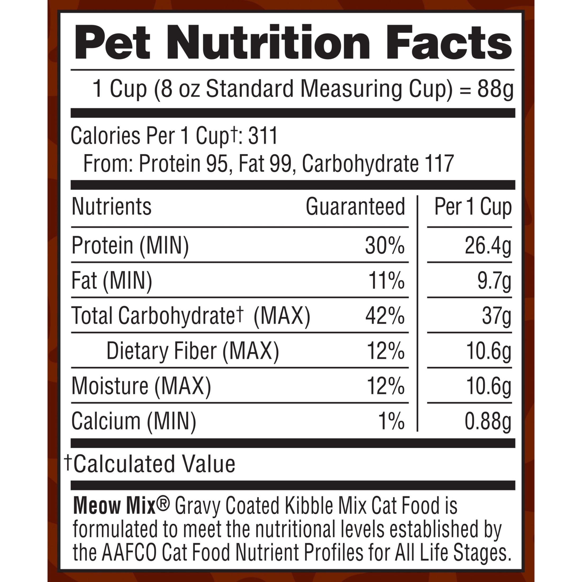 (2 pack) Meow Mix Gravy Coated Kibble Mix, Chicken Flavor Dry Cat Food, 3 Lb. Bag